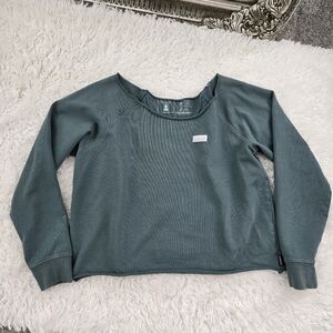 Patagonia Organic Cotton Upcycled Green Sweatshirt Raw Edges. Size XL.
